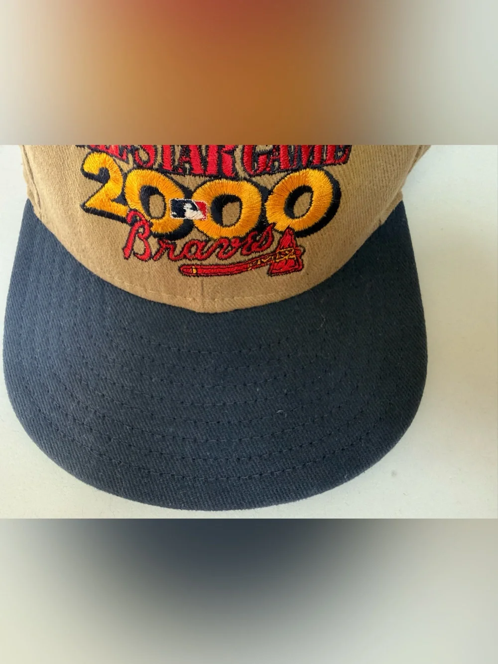 Vintage Atlanta Braves All Star Game 2000 Baseball Cap Tan and Navy